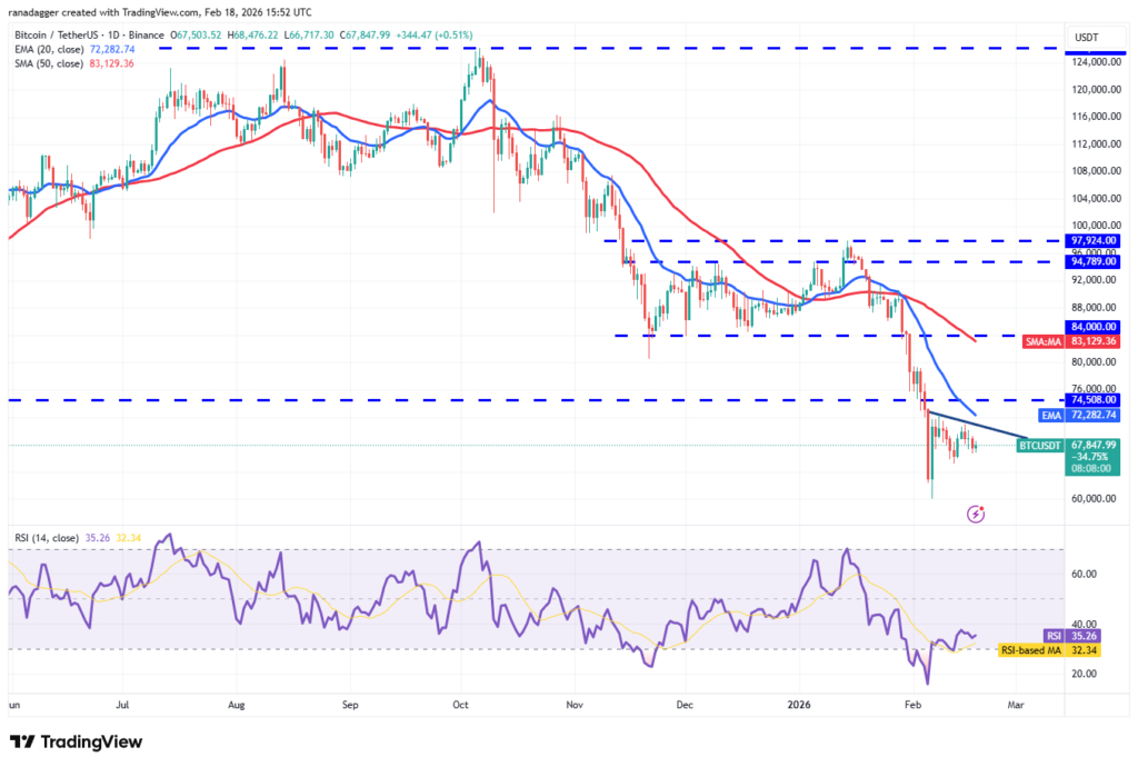 نمودار بیت کوین تایم‌فریم ۱ روزه - منبع: TradingView