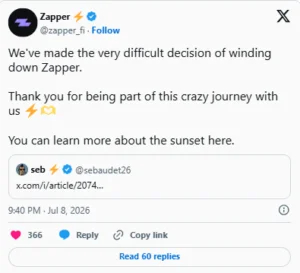 توقف فعالیت Zapper